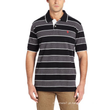 Men \ &#39;s Stripe 95 Algodão 5 Spandex Moda Polo Camisa